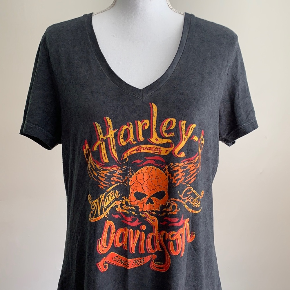 HARLEY-DAVIDSON Graphic Skull V-Neck Tee